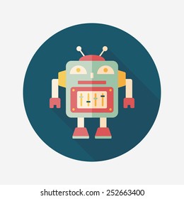 robot concept flat icon with long shadow,eps10