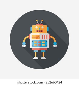 robot concept flat icon with long shadow,eps10