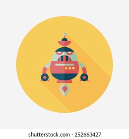 robot concept flat icon with long shadow,eps10