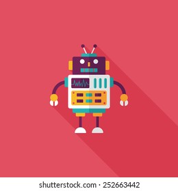 robot concept flat icon with long shadow,eps10