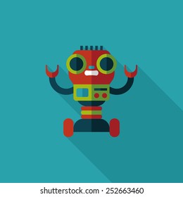 robot concept flat icon with long shadow,eps10