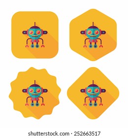 robot concept flat icon with long shadow,eps10