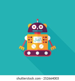 robot concept flat icon with long shadow,eps10