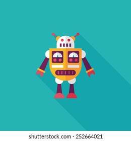 robot concept flat icon with long shadow,eps10
