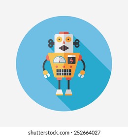 robot concept flat icon with long shadow,eps10