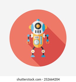 robot concept flat icon with long shadow,eps10