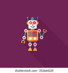 robot concept flat icon with long shadow,eps10