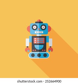 robot concept flat icon with long shadow,eps10