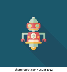 robot concept flat icon with long shadow,eps10