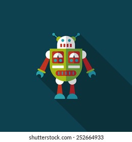 robot concept flat icon with long shadow,eps10
