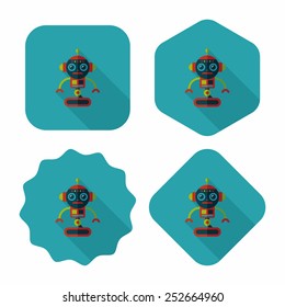 robot concept flat icon with long shadow,eps10