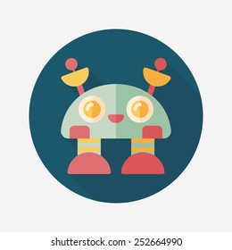 robot concept flat icon with long shadow,eps10