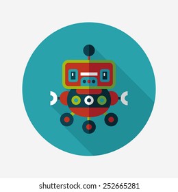 robot concept flat icon with long shadow,eps10