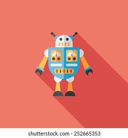 robot concept flat icon with long shadow,eps10