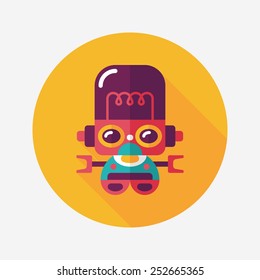 robot concept flat icon with long shadow,eps10