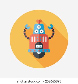 robot concept flat icon with long shadow,eps10