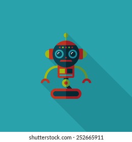 robot concept flat icon with long shadow,eps10