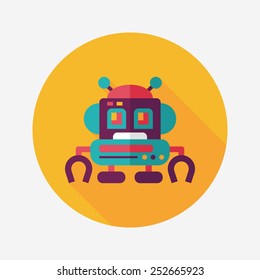 robot concept flat icon with long shadow,eps10