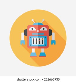 robot concept flat icon with long shadow,eps10