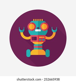 robot concept flat icon with long shadow,eps10