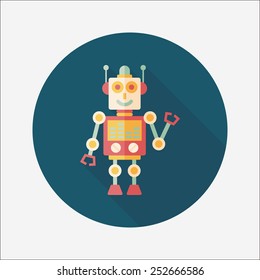 robot concept flat icon with long shadow,eps10