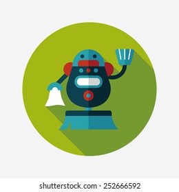 robot concept flat icon with long shadow,eps10