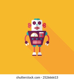 robot concept flat icon with long shadow,eps10