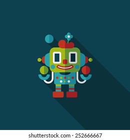 robot concept flat icon with long shadow,eps10