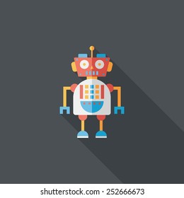 robot concept flat icon with long shadow,eps10