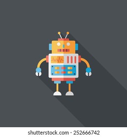 robot concept flat icon with long shadow,eps10