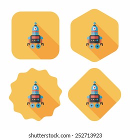 robot concept flat icon with long shadow,eps10