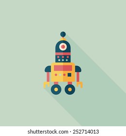 robot concept flat icon with long shadow,eps10