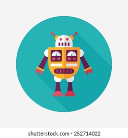 robot concept flat icon with long shadow,eps10