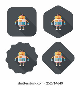 robot concept flat icon with long shadow,eps10