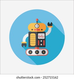robot concept flat icon with long shadow,eps10