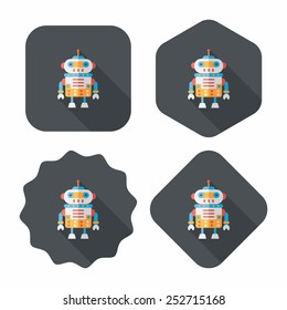 robot concept flat icon with long shadow,eps10