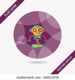 robot concept flat icon with long shadow,eps10
