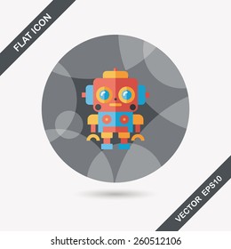 robot concept flat icon with long shadow,eps10