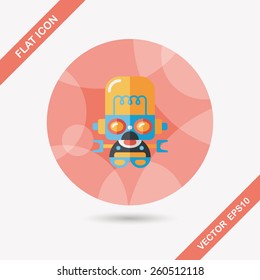 robot concept flat icon with long shadow,eps10