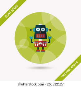 robot concept flat icon with long shadow,eps10