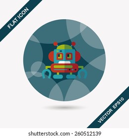 robot concept flat icon with long shadow,eps10
