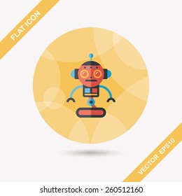 robot concept flat icon with long shadow,eps10