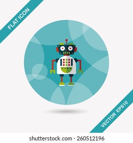 robot concept flat icon with long shadow,eps10