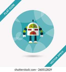 robot concept flat icon with long shadow,eps10