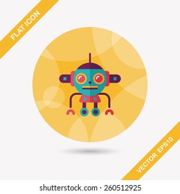 robot concept flat icon with long shadow,eps10