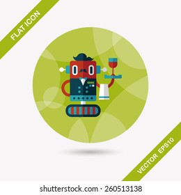robot concept flat icon with long shadow,eps10