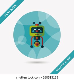 robot concept flat icon with long shadow,eps10