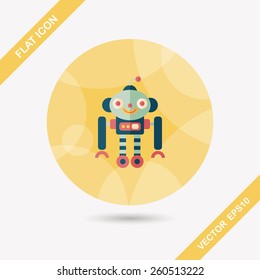 robot concept flat icon with long shadow,eps10