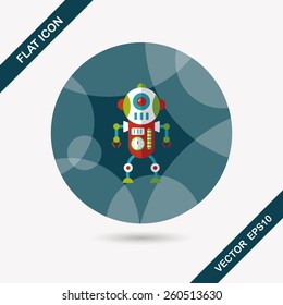 robot concept flat icon with long shadow,eps10