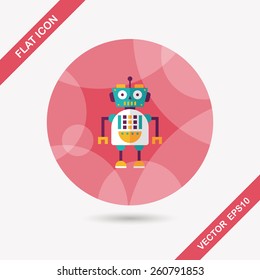 robot concept flat icon with long shadow,eps10